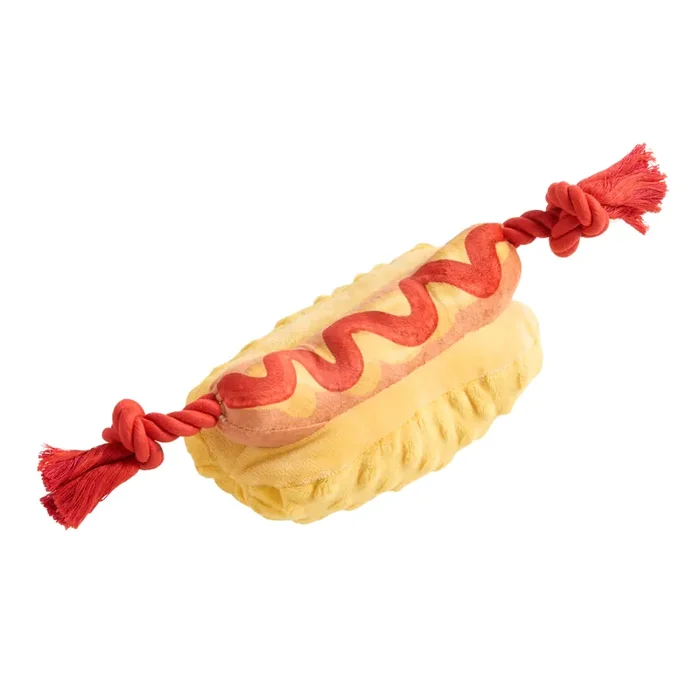 Bow-Wow Plush Hot Dog Squeaky Dog Toy