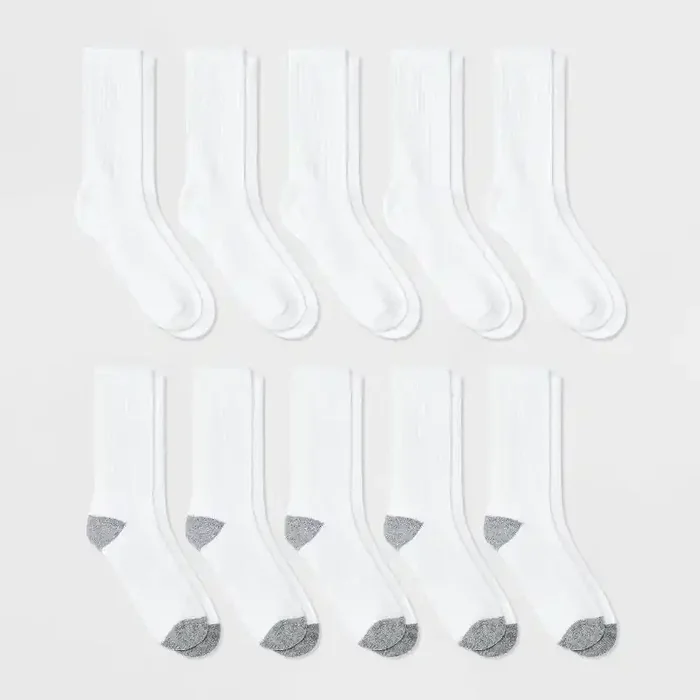 Boys‘ 10pk Crew Socks – Cat & Jack™ White S Flat Seams, Knit Fabric