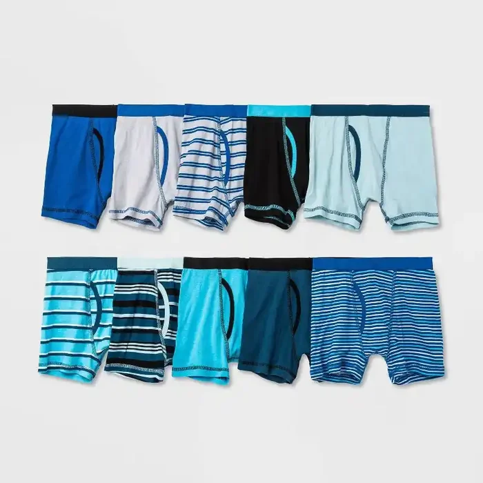 Boys‘ 10pk Striped Boxer Briefs – Cat & Jack™ L