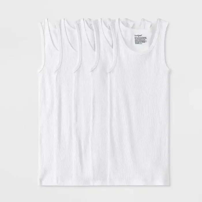 Boys‘ 5pk Tank Tops – Cat & Jack™ White XL Crew Neck, Sleeveless