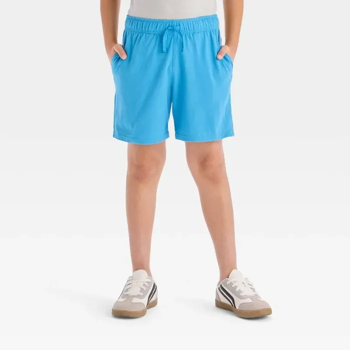 Boys‘ Above the Knee Pull-On Shorts – Cat & Jack™ Blue M Midweight Jersey, Flexible Drawstring,
