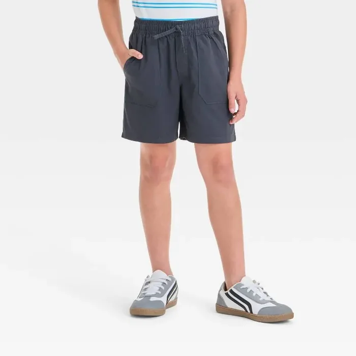 Boys‘ ‘Above the Knee‘ Pull-On Shorts – Cat & Jack™ Charcoal Gray XXL Cotton Twill, Regular Fit, Mid Rise, Drawstring Waist