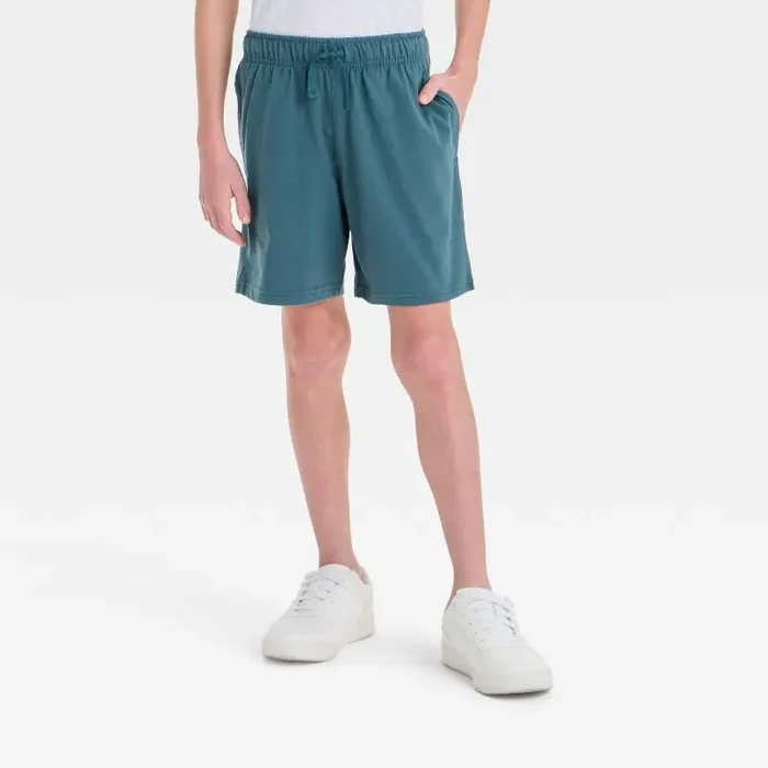 Boys‘ Above the Knee Pull-On Shorts – Cat & Jack™ Dark Teal Green M Mid Rise, Drawstring