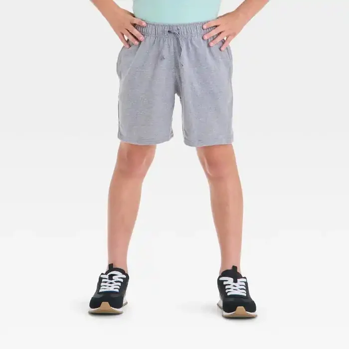 Boys‘ Above the Knee Pull-On Shorts – Cat & Jack™ Gray M Midweight Jersey, Flexible Drawstring,