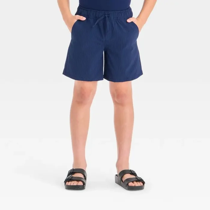 Boys‘ Above the Knee Quick Dry Pull-On Shorts – Cat & Jack™ Navy Blue L Relaxed Fit, Seersucker Fabric