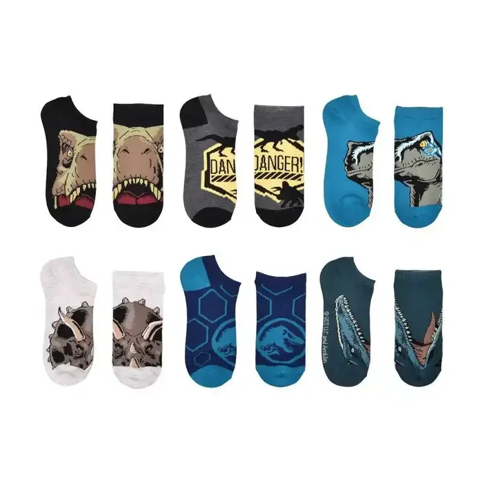 Boys‘ Disney Jurassic No Show Socks – Black XS/S