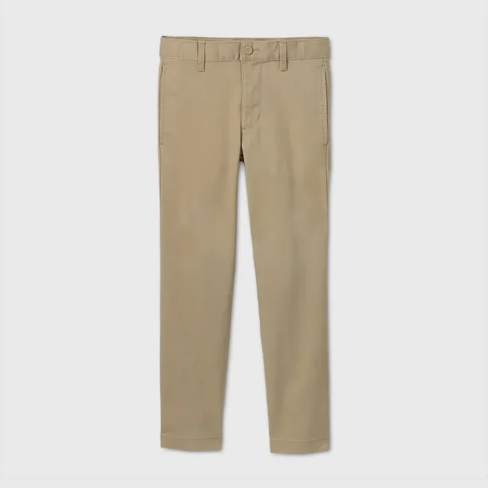 Boys‘ Flat Front Stretch Uniform Straight Fit Pants – Cat & Jack Khaki 10
