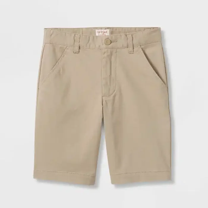 Boys‘ Flat Front Uniform Chino Shorts – Cat & Jack™ Dark Khaki 16