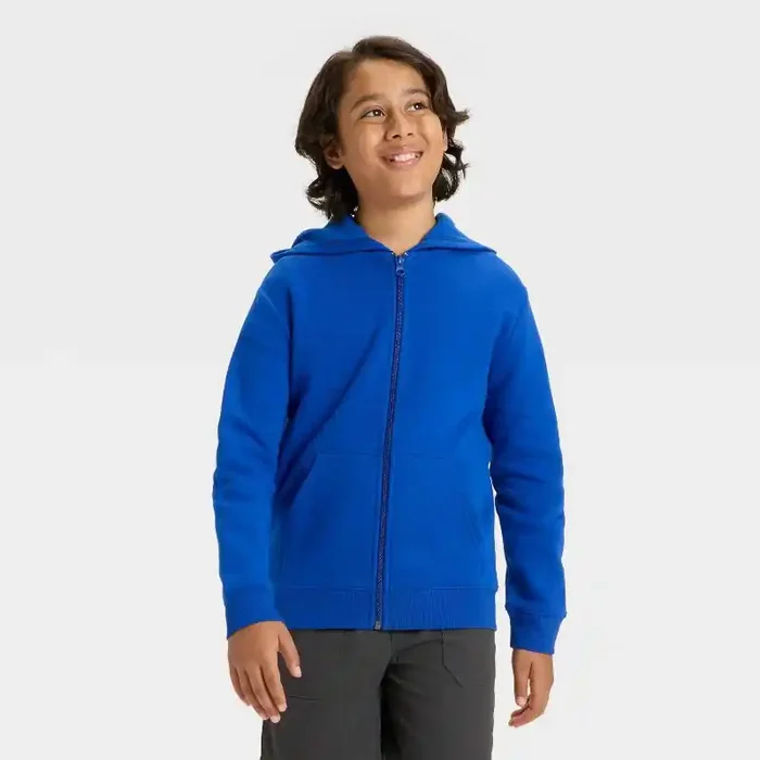 Boys‘ Fleece Zip-Up Hooded Sweatshirt – Cat & Jack™ Indigo M