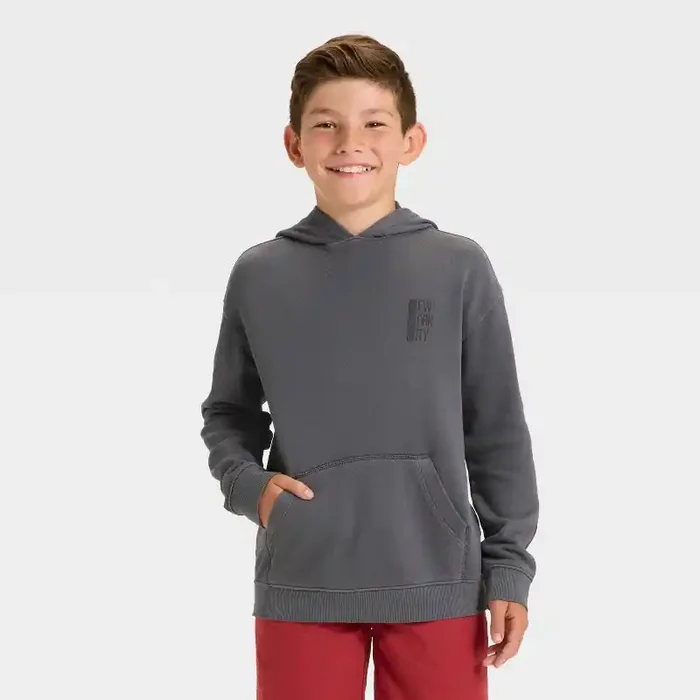 Boys‘ Hooded Fleece Sweatshirt – Cat & Jack™ Charcoal Gray S