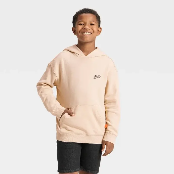 Boys‘ Hooded Fleece Sweatshirt – Cat & Jack™ Khaki M