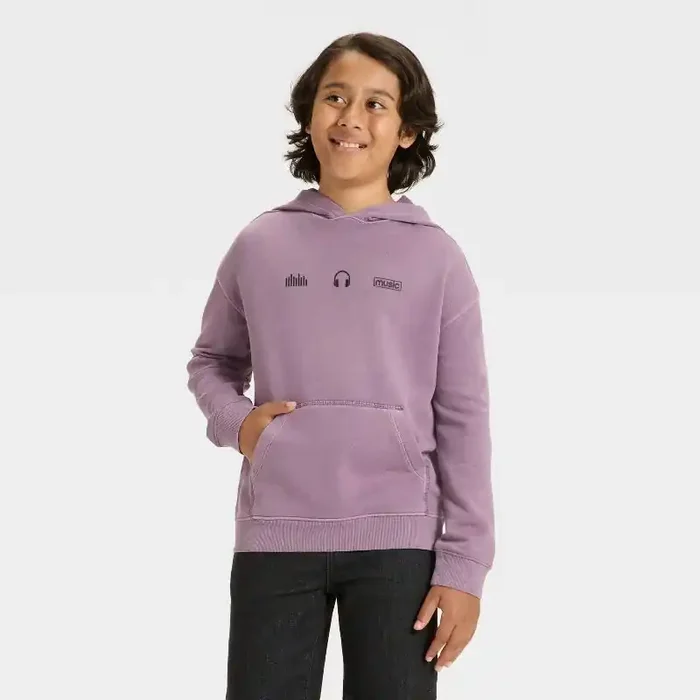 Boys‘ Hooded Fleece Sweatshirt – Cat & Jack™ Plum Purple L