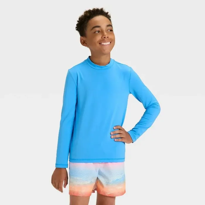 Boys‘ Long Sleeve Solid Rashguard Top – Cat & Jack™ Blue XS