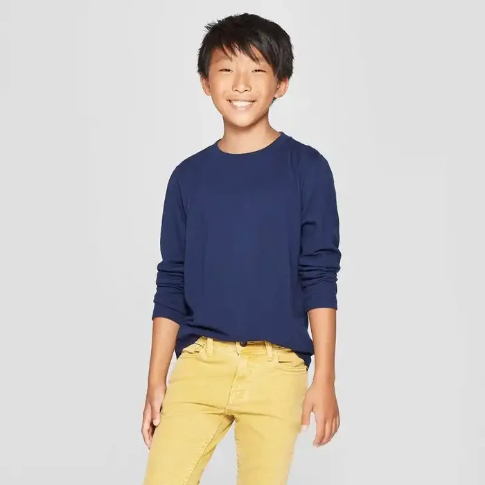 Boys‘ Long Sleeve T-Shirt – Cat & Jack™ Navy XS Pullover, Below Waist