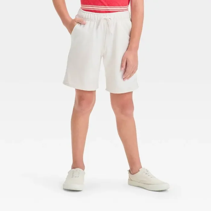 Boys‘ Pull-On Shorts – Cat & Jack™ Beige XS French Terry, Drawstring Waist, 5″ Inseam