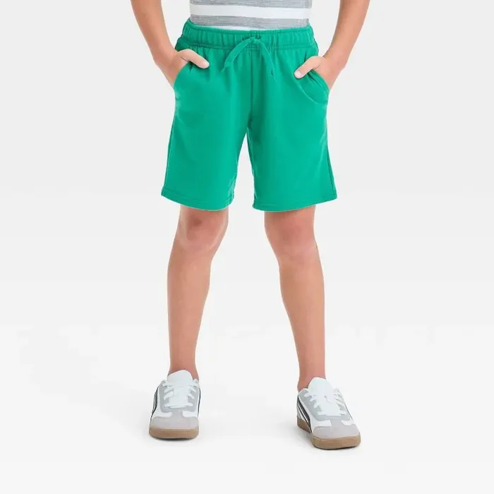 Boys‘ Pull-On Shorts – Cat & Jack™ M Cotton Blend, Recycled Polyester, Midweight French Terry, 7″ Inseam, Drawstring Waist