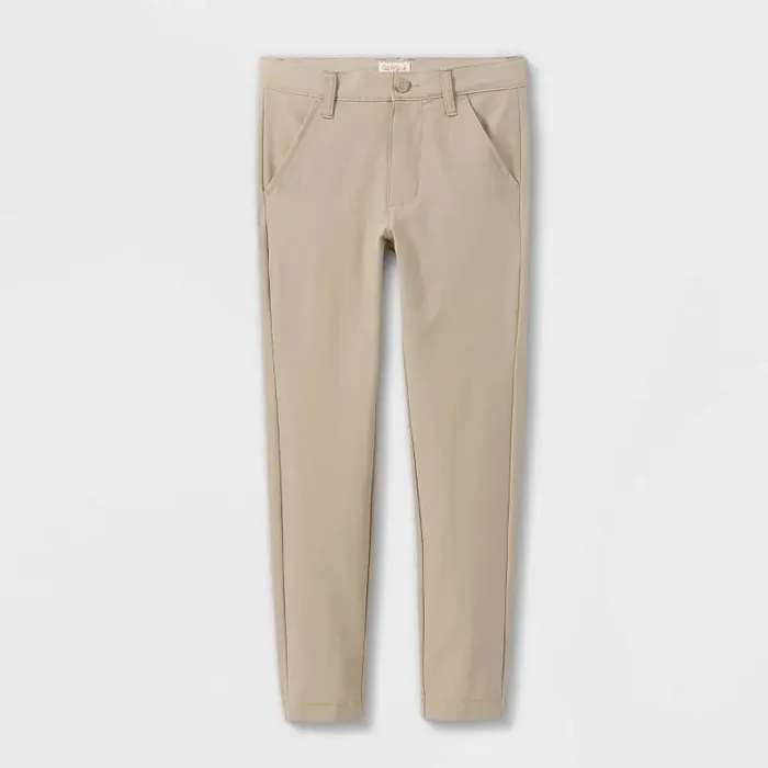Boys‘ Quick Dry Uniform pants – Cat & Jack™ Khaki 14 Adjustable Waistband, Slim Straight Leg