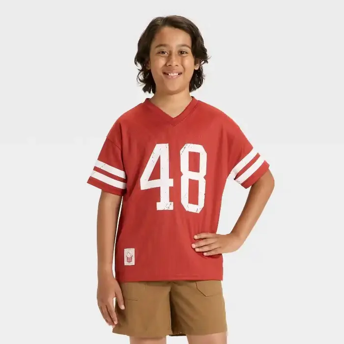Boys‘ Short Sleeve 48 Printed Jersey – Cat & Jack™ Red XL