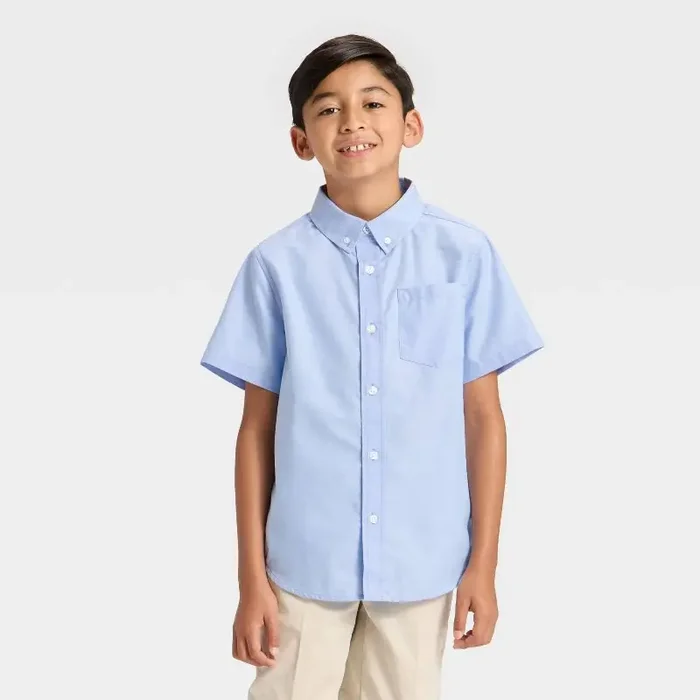 Boys‘ Short Sleeve Button-Down Shirt – Cat & Jack™ Blue L