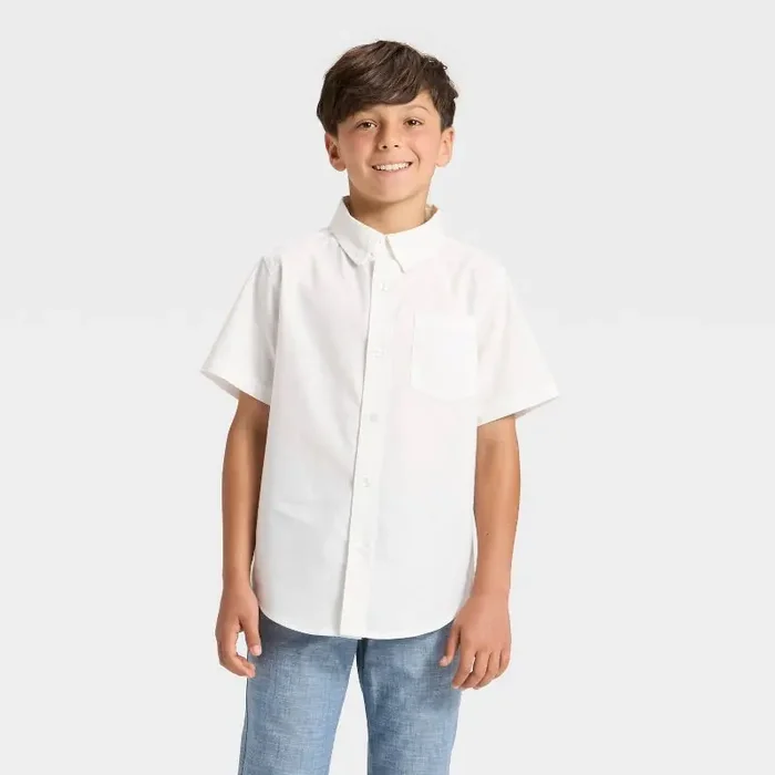 Boys‘ Short Sleeve Button-Down Shirt – Cat & Jack™ White XL