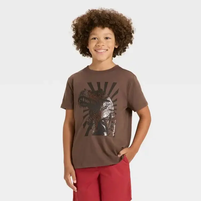 Boys‘ Short Sleeve Dinosaur Graphic T-Shirt – Cat & Jack™ Brown XS