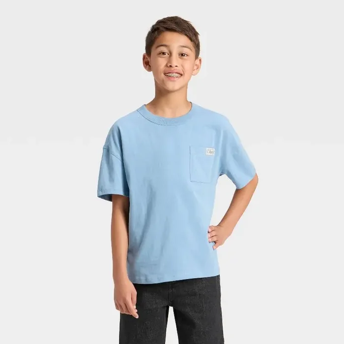 Boys‘ Short Sleeve Oversized T-Shirt – Cat & Jack™ Dusty Blue L