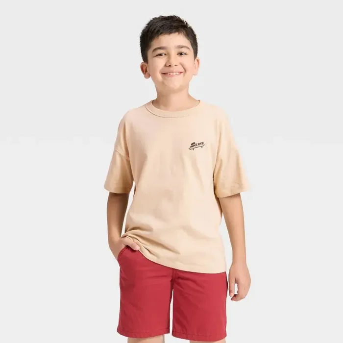 Boys‘ Short Sleeve Relaxed Fit T-Shirt – Cat & Jack™ Khaki XL