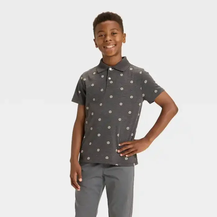 Boys‘ Short Sleeve Soccer Ball Printed T-Shirt – Cat & Jack™ Charcoal Gray M