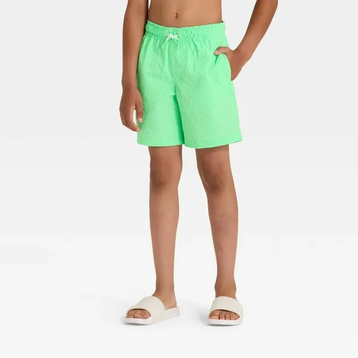 Boys‘ Solid Seersucker Trunks – Cat & Jack™ Green XL