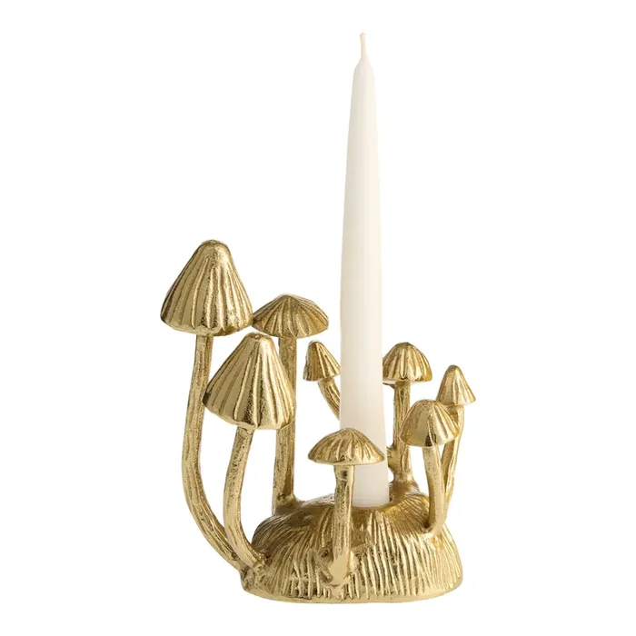 Brass Mushroom Cluster Taper Candle Holder