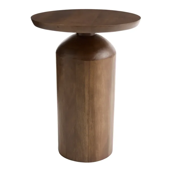Brentwood Round Natural Wood Pedestal End Table