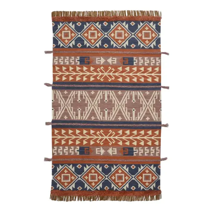 Brick Multicolor Southwestern Bohemian Wool Area Rug