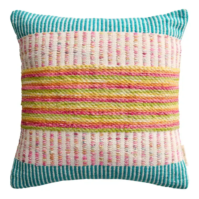 Bright Stripe Chindi Indoor Outdoor Throw Pillow