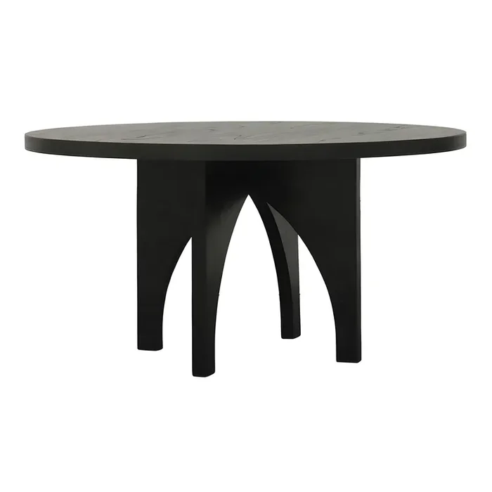 Briset Round Natural and Charcoal Black Wood Dining Table