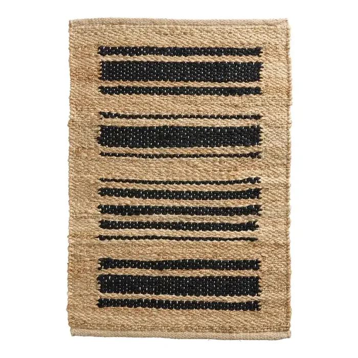 Bristol Natural and Black Stripe Jute Recycled Area Rug