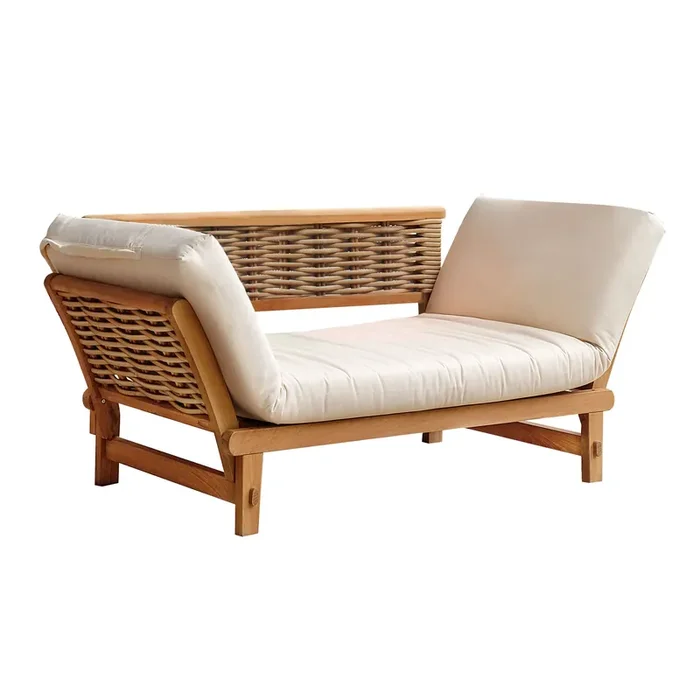 Bronwyn Teak and Sunbrella Cushion Convertible Outdoor Daybed