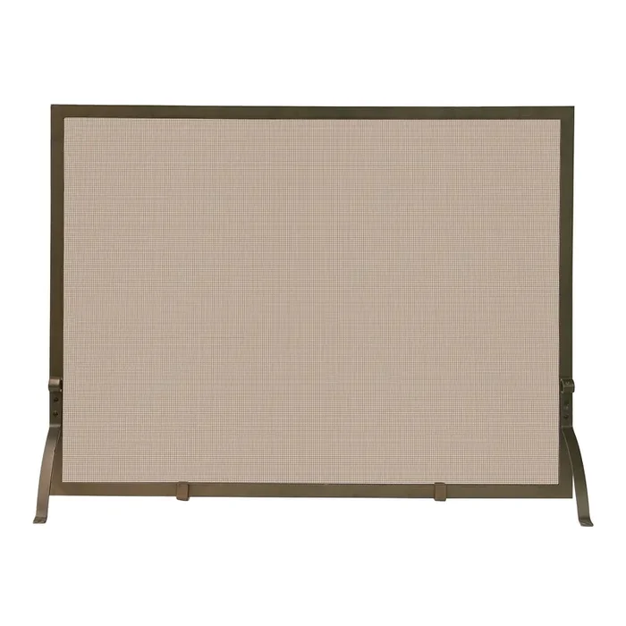 Bronze Iron Mesh Single Panel Fireplace Screen