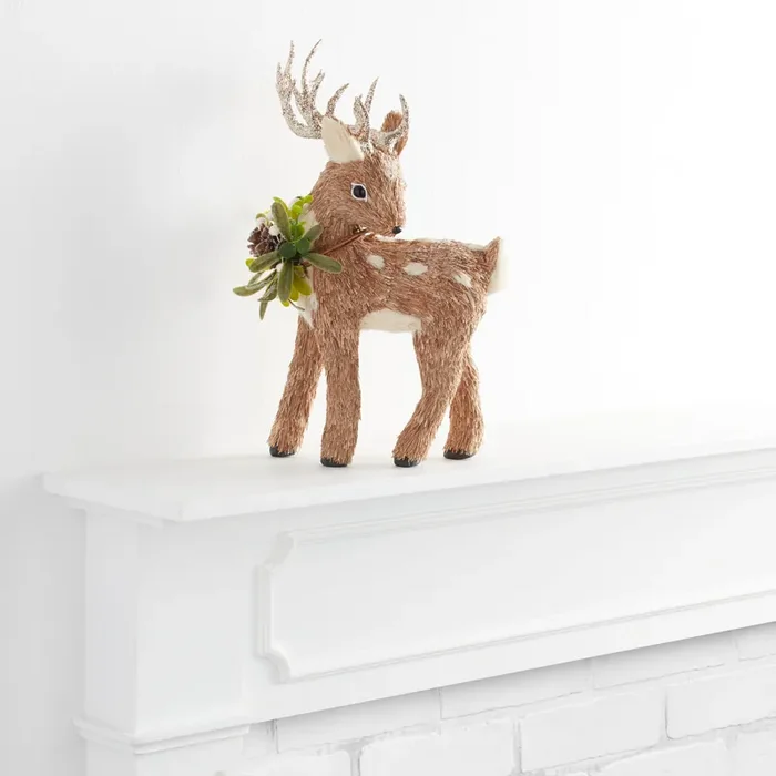 Brown Sisal Standing Reindeer Decor
