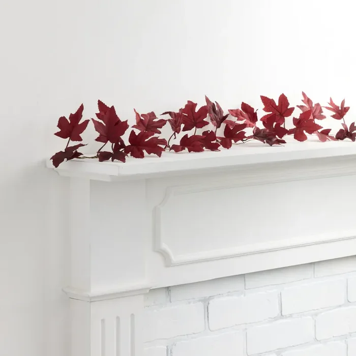 Burgundy Faux Maple Leaf Garland