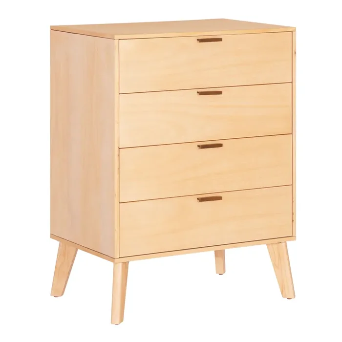 Cade Natural Wood Mid Century 4 Drawer Dresser
