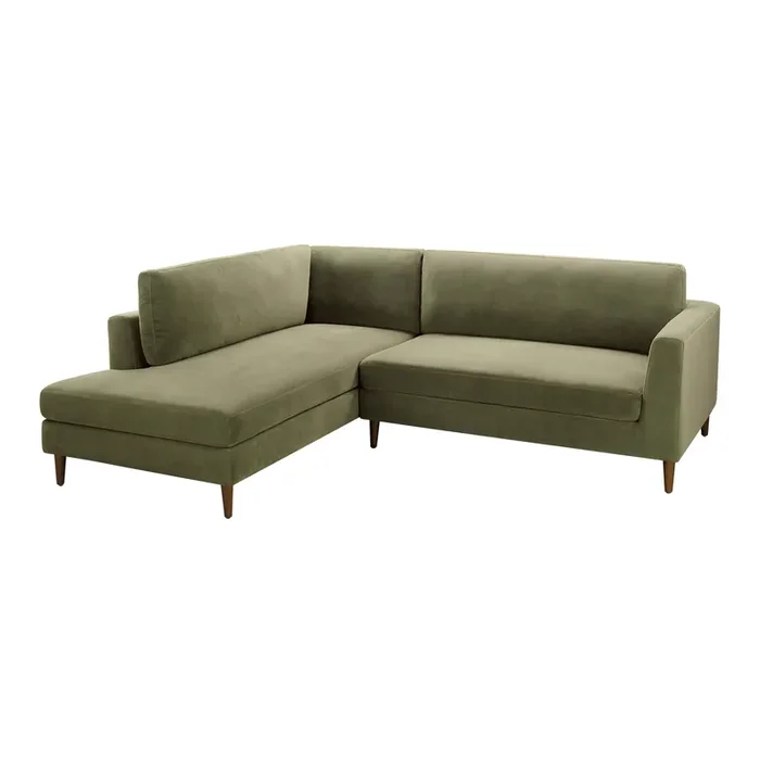Camile Velvet Left Facing Sectional Sofa