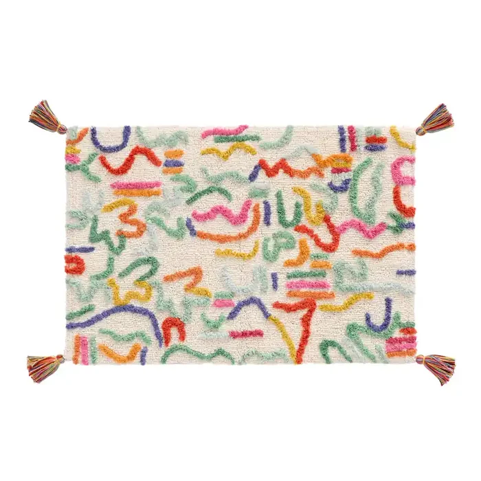 Candi Multicolor Squiggles Tufted Bath Mat