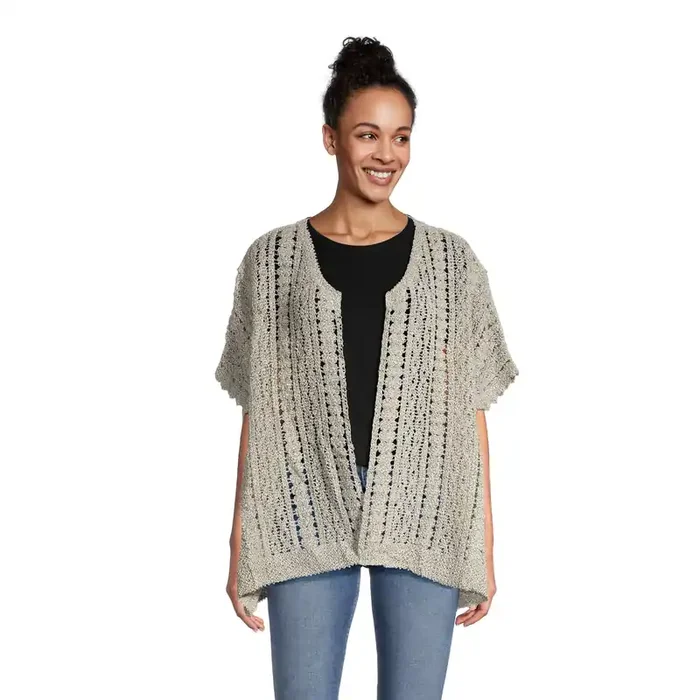 Carla Gray Marled Knit Open Front Cardigan