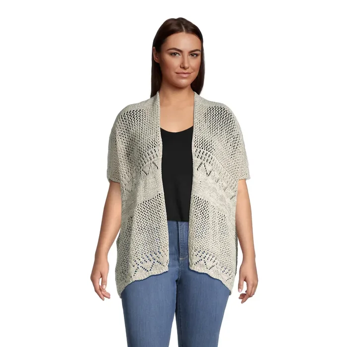Carla Gray Marled Mixed Knit Cardigan