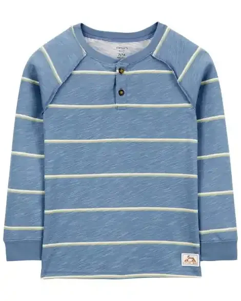 Carters Kid Striped Henley Tee Blue 8