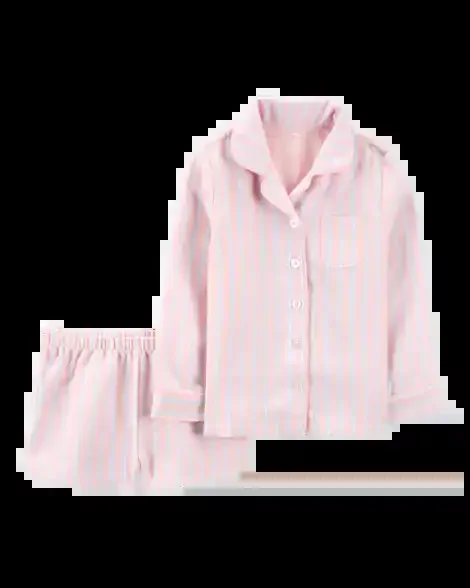 Carters Kid Striped Loose Fit Ribbed 2-Piece Pajamas Blue/Pink 10