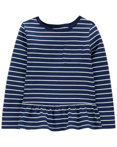 Carters Kid Striped Peplum Top Navy M