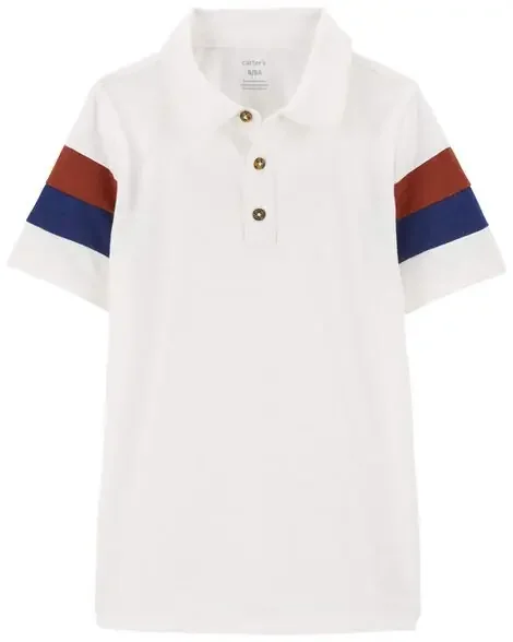 Carters Kid Striped Polo Shirt White 8