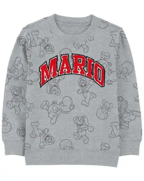 Carters Kid Super Mario Bros Pullover – Grey Green 5