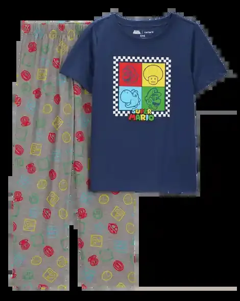 Carters Kid Super Mario Print Knit 2-Piece Pajamas Multi 6
